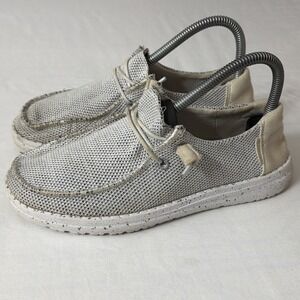 Hey Dude Women's Wendy Sox Classic Stone White‎ Comfort Shoe Slip On Size: 6 Gym